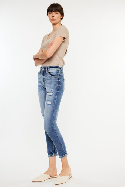 Kancan High Rise Distressed Mom Jeans - Jeans - FITGGINS