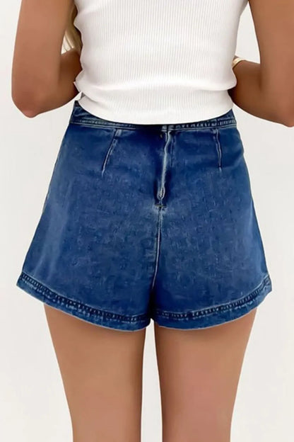 Asymmetrical Denim Skort with Pockets Fitggins