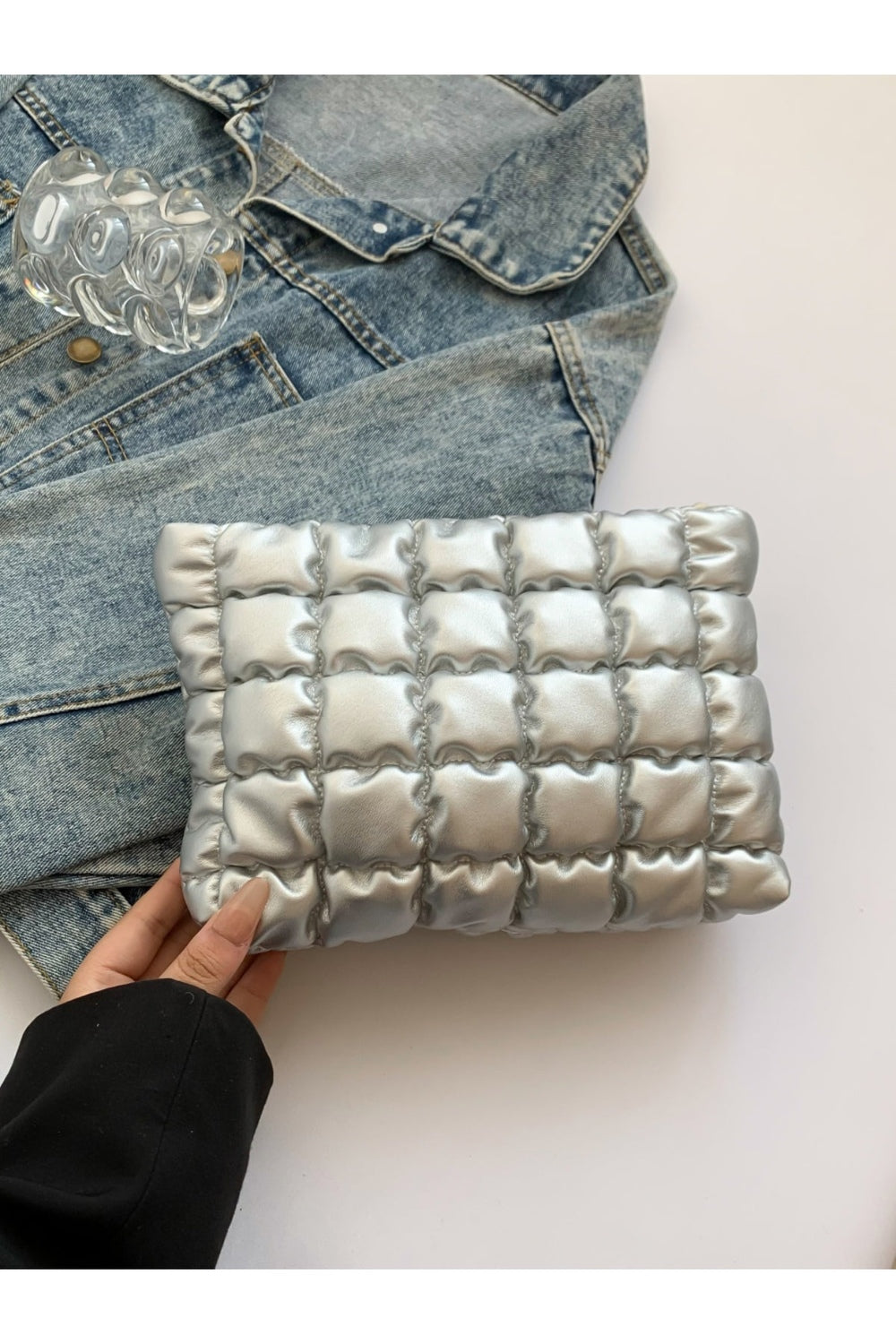 Quilted Plaid Clutch with Zipper - Handbag - FITGGINS