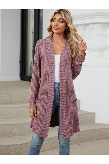 Open Front Long Sleeve Cardigan - Cardigans - FITGGINS