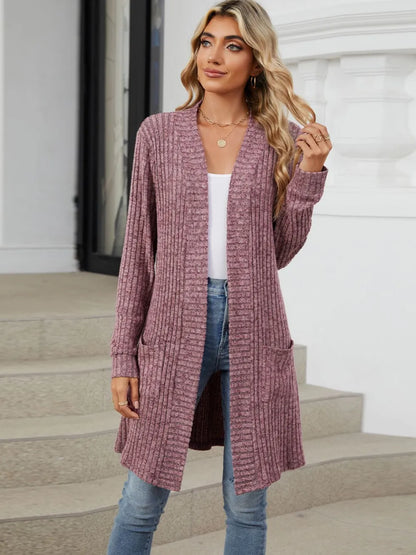 Open Front Long Sleeve Cardigan Fitggins