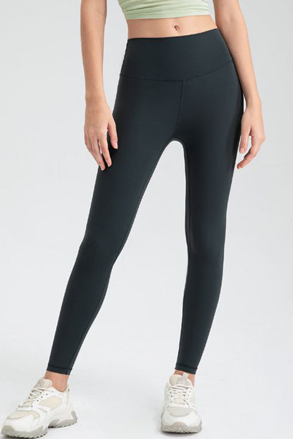 Wide Waistband Slim Fit Active Leggings - Leggings - FITGGINS