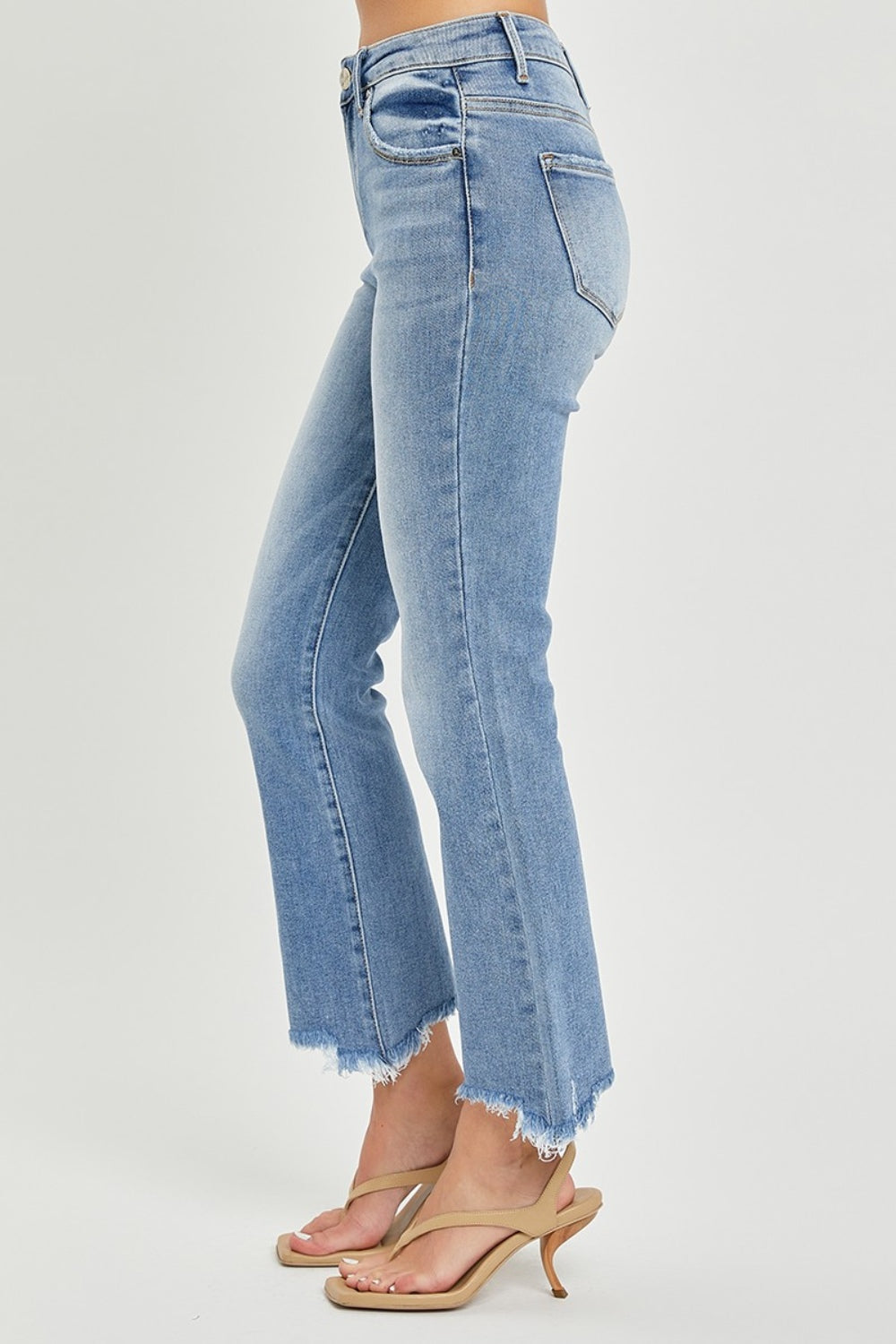 RISEN Full Size Frayed Hem Cropped Straight Jeans - Jeans - FITGGINS