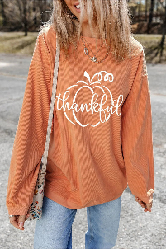 Graphic Round Neck Long Sleeve Sweatshirt - Sweatshirts & Hoodies - FITGGINS