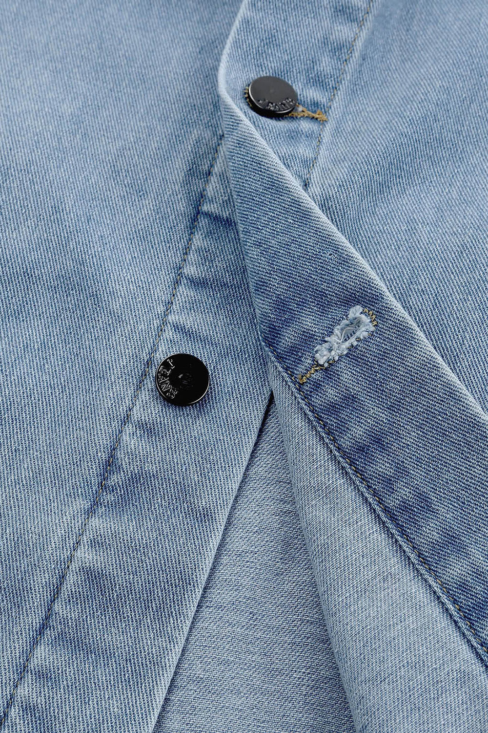 Button Down Collared Denim Jacket - Denim Jackets - FITGGINS