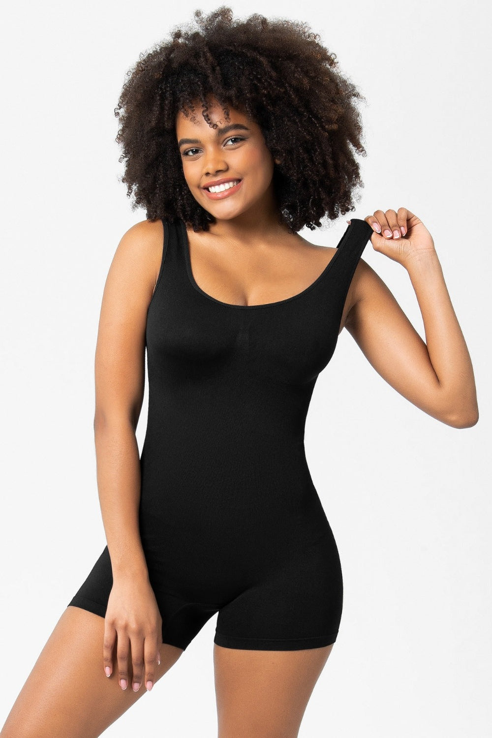 Scoop Neck Wide Strap Shaping Romper - Shapewear - FITGGINS