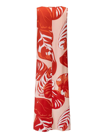 Printed Round Neck Mini Tank Dress Fitggins