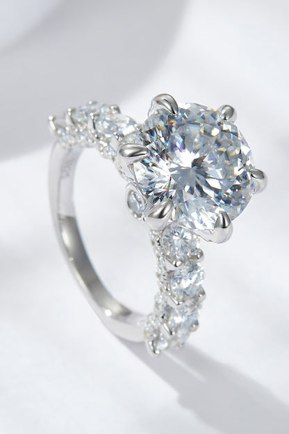 3-Carat Moissanite Platinum-Plated Side Stone Ring - Rings - FITGGINS