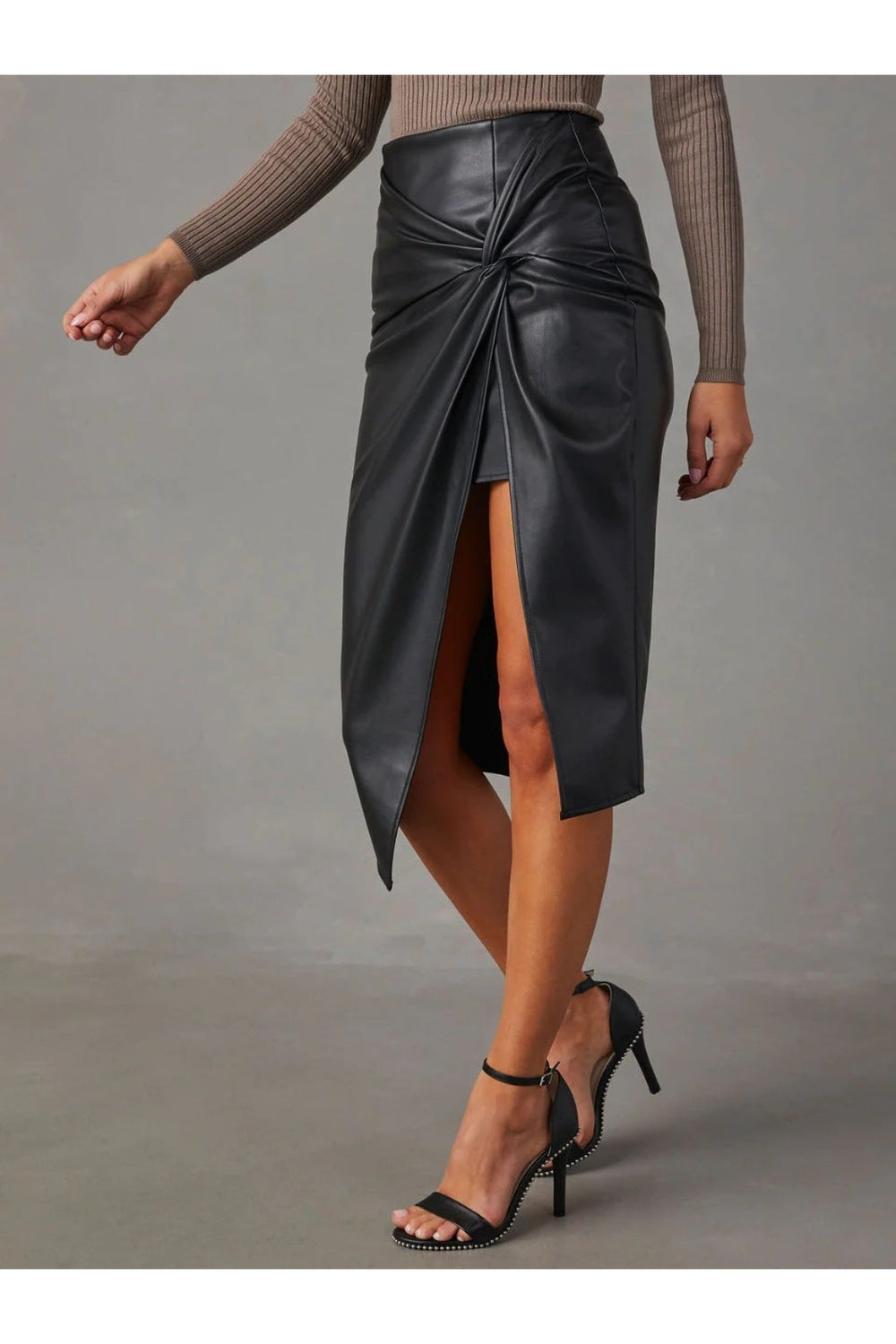 Twist Detail High Waist Skirt - Shirts - FITGGINS