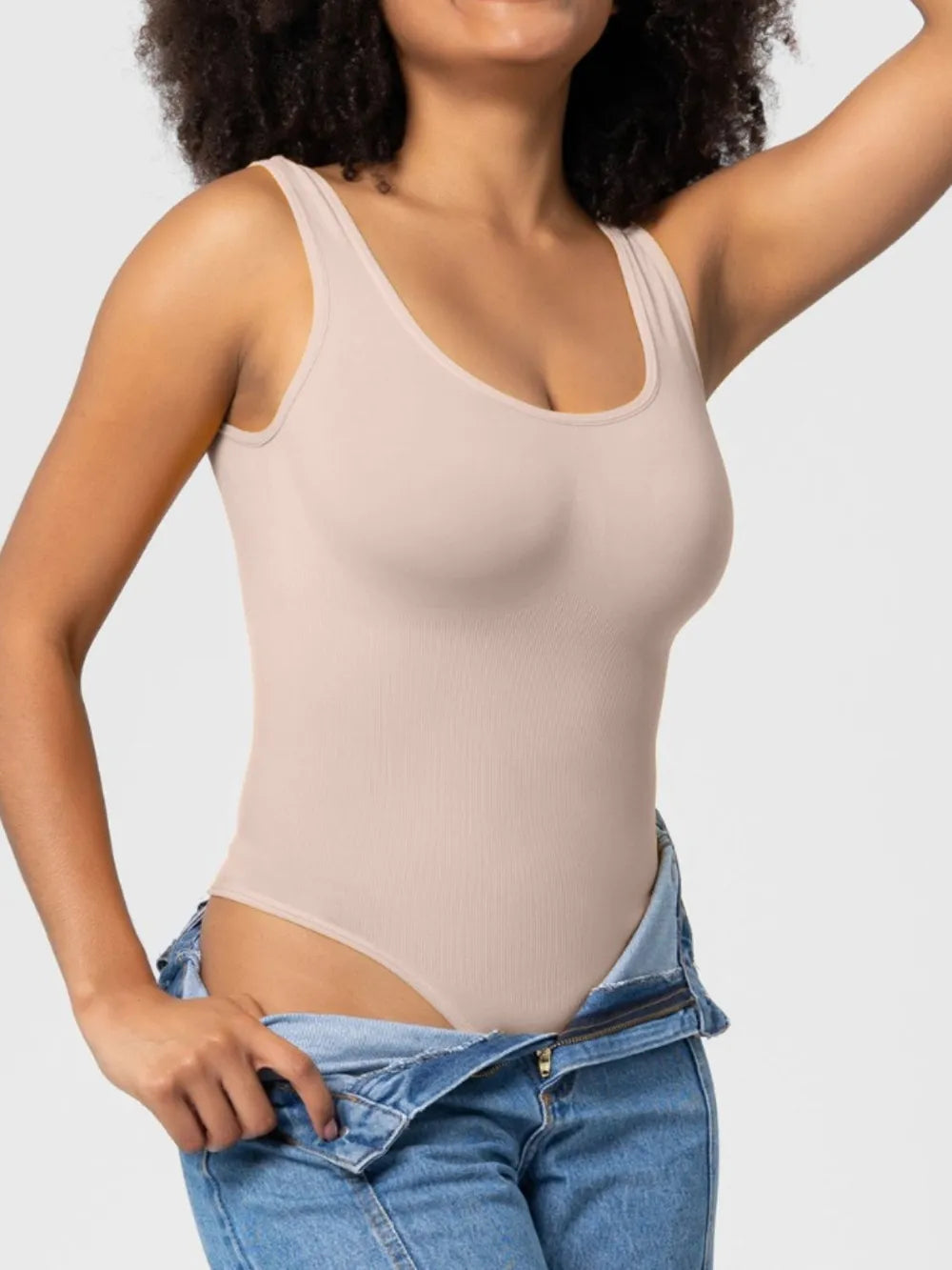 Scoop Neck Wide Strap Shaping Bodysuit Fitggins