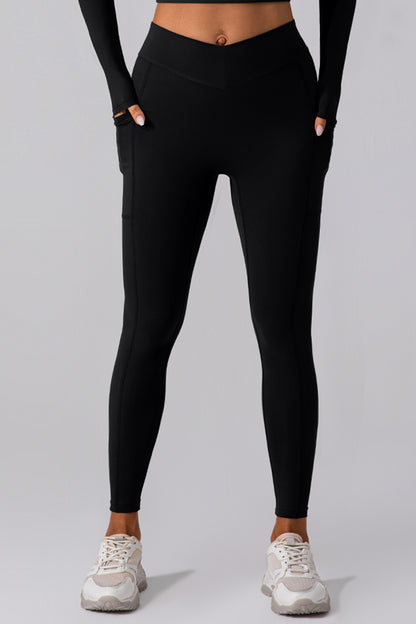 High Waist Active Leggings with Pockets - Leggings - FITGGINS