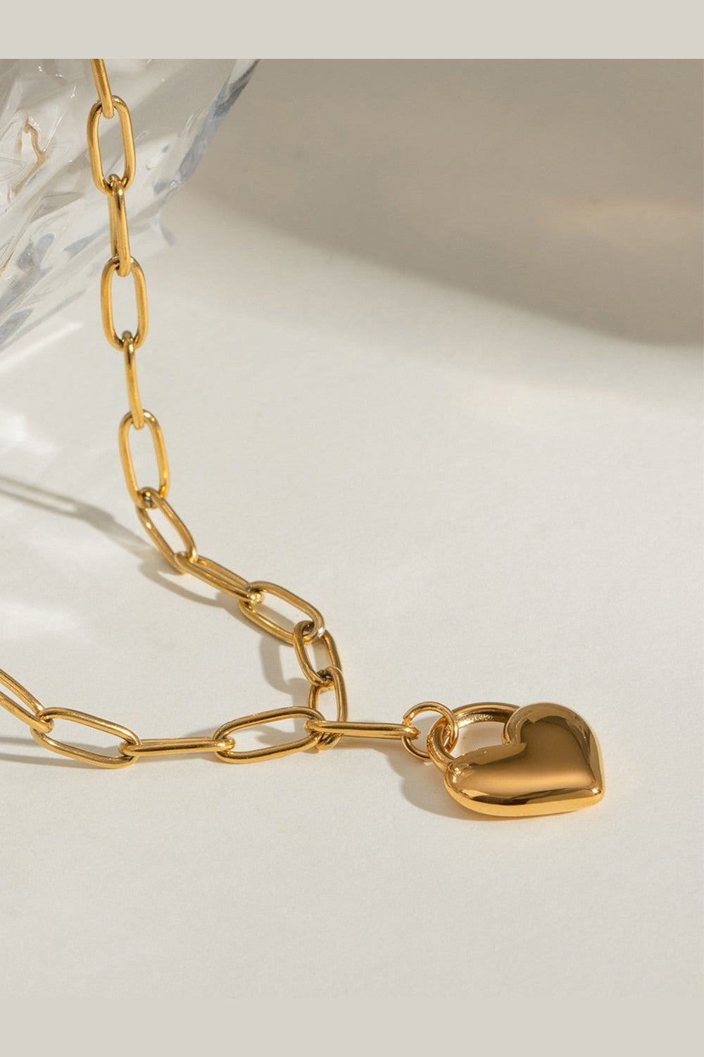 18K Gold-Plated Stainless Steel Heart Pendant Necklace - Necklaces - FITGGINS