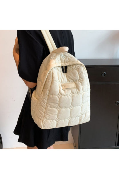 Quilted Polyester Backpack Bag - Handbag - FITGGINS