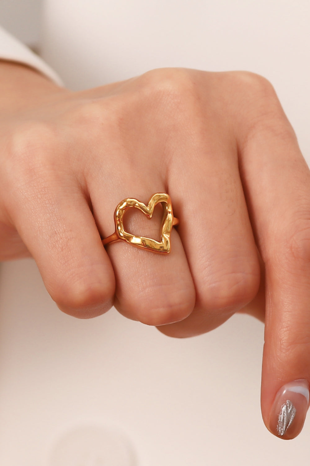 18K Gold Plated Heart-Shaped Ring - Rings - FITGGINS