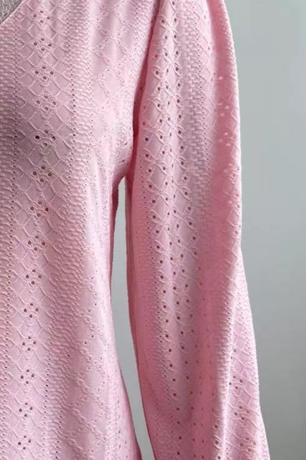Eyelet V-Neck Flounce Sleeve Blouse Fitggins