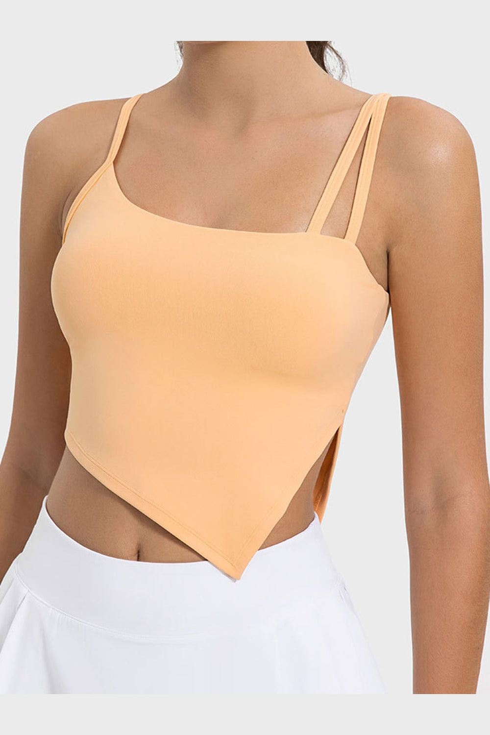 Millennia Slit Asymmetrical Neck Active Cami - Crop Tops & Tank Tops - FITGGINS