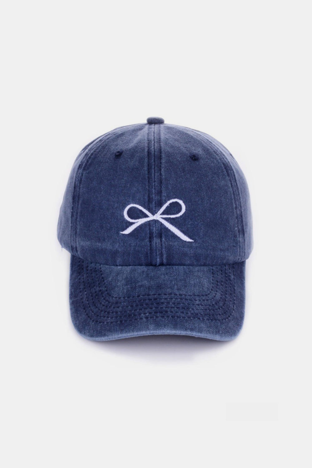 Zenana Bow Embroidered Washed Cotton Caps - Hats - FITGGINS