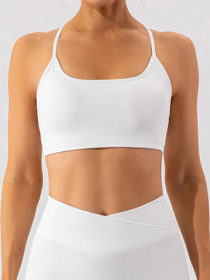 Spaghetti Strap Active Bra White Fitggins