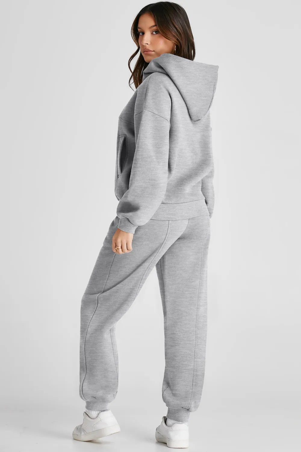 Dropped Shoulder Long Sleeve Hoodie and Pants Active Set Fitggins