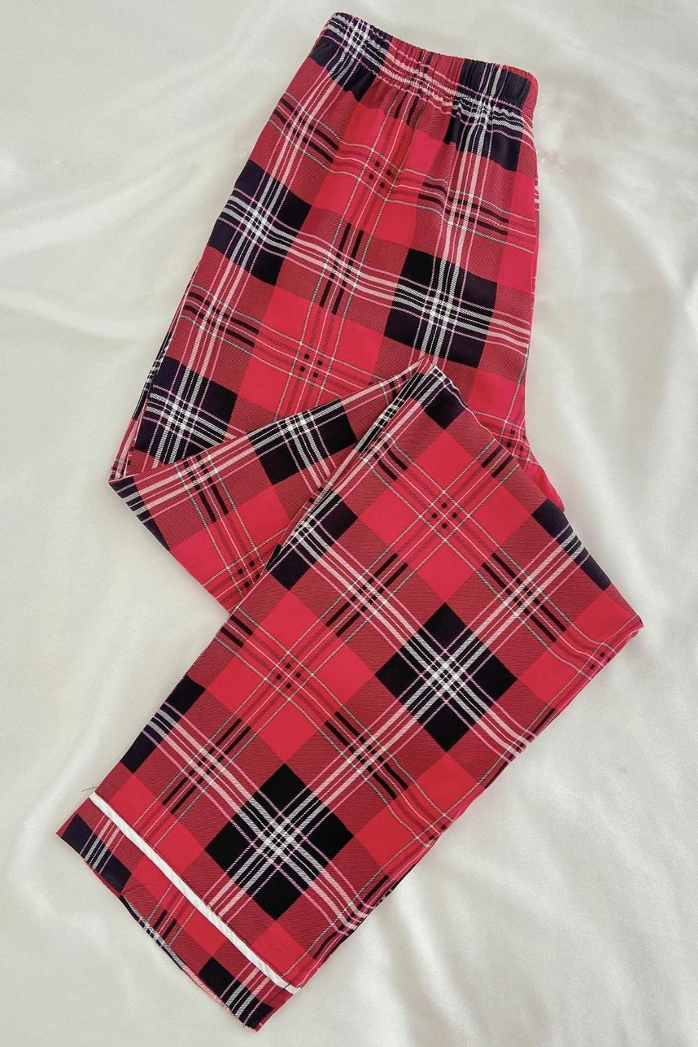 Plaid Tied Loungewear Pants - Pants - FITGGINS