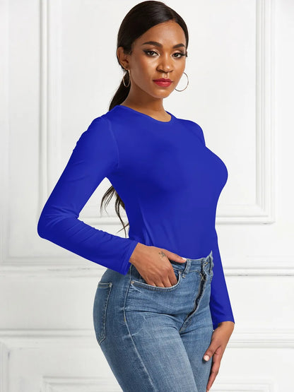Round Neck Long Sleeve Bodysuit Fitggins