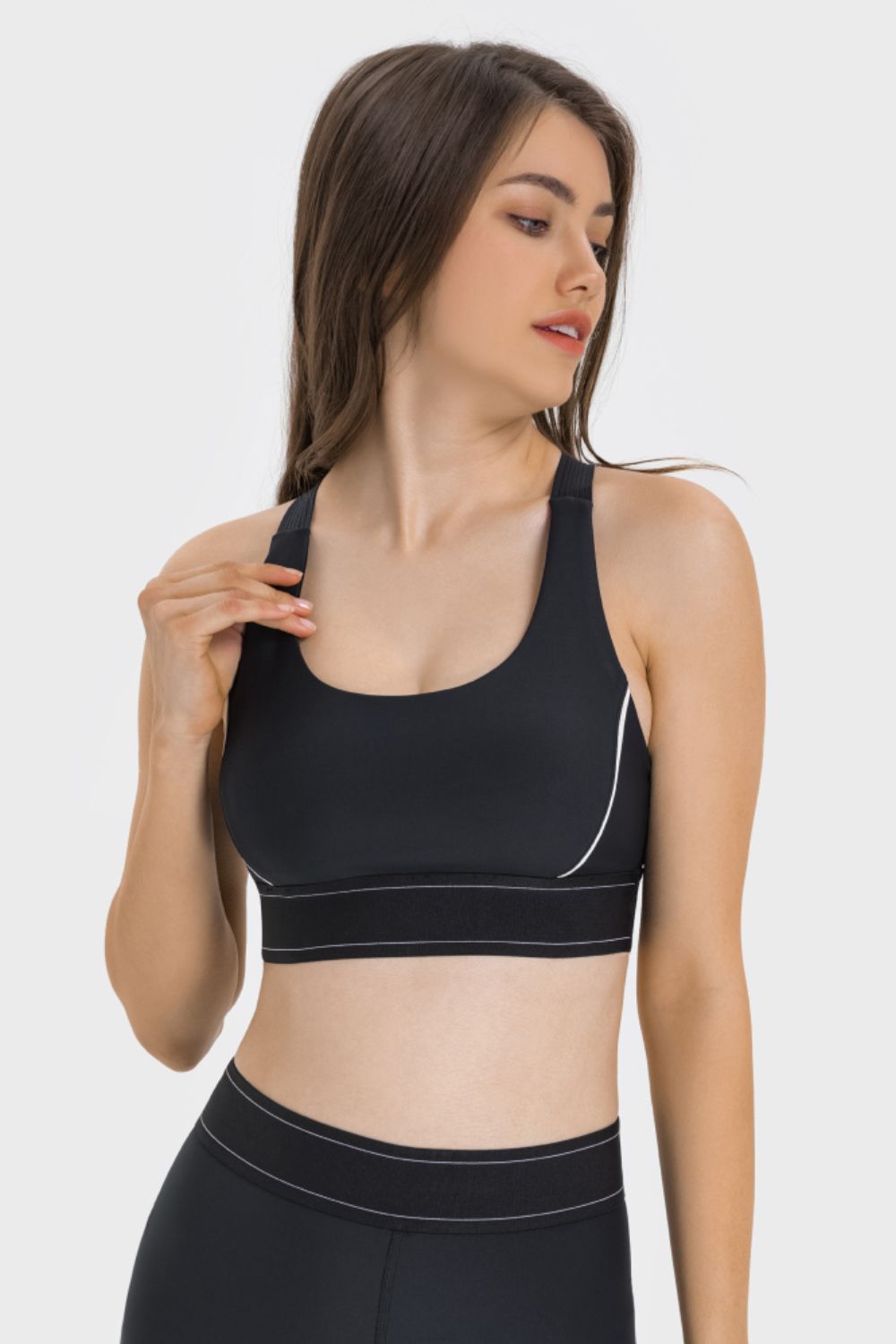 Millennia Contrast Sports Bra Black Fitggins