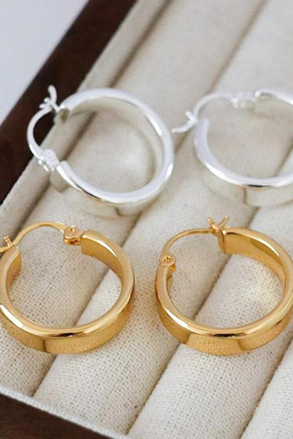 Gold-Plated Brass Huggie Earrings - Earrings - FITGGINS