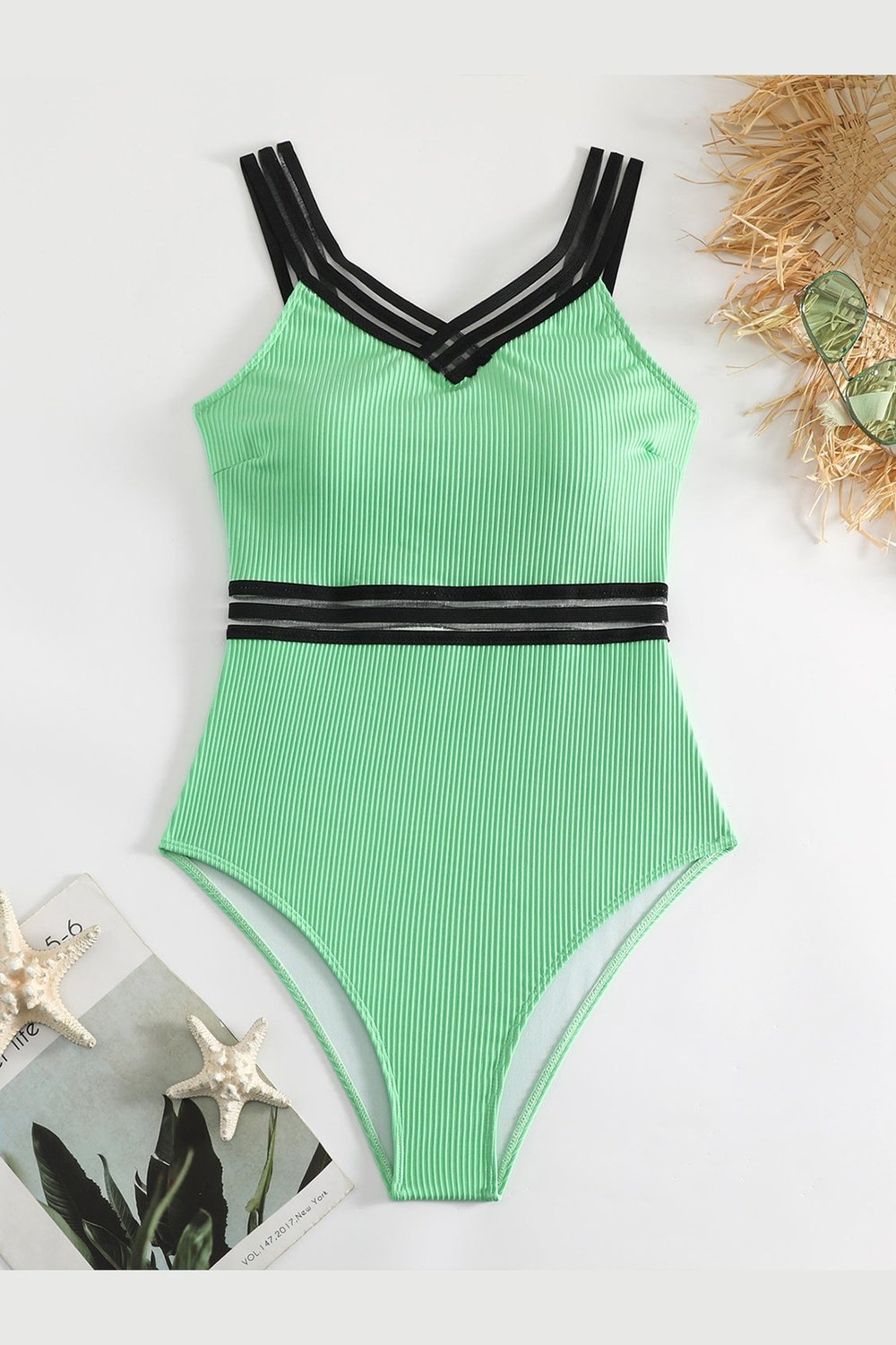 V-Neck One-Piece Swimwear - Swimwear One-Pieces - FITGGINS