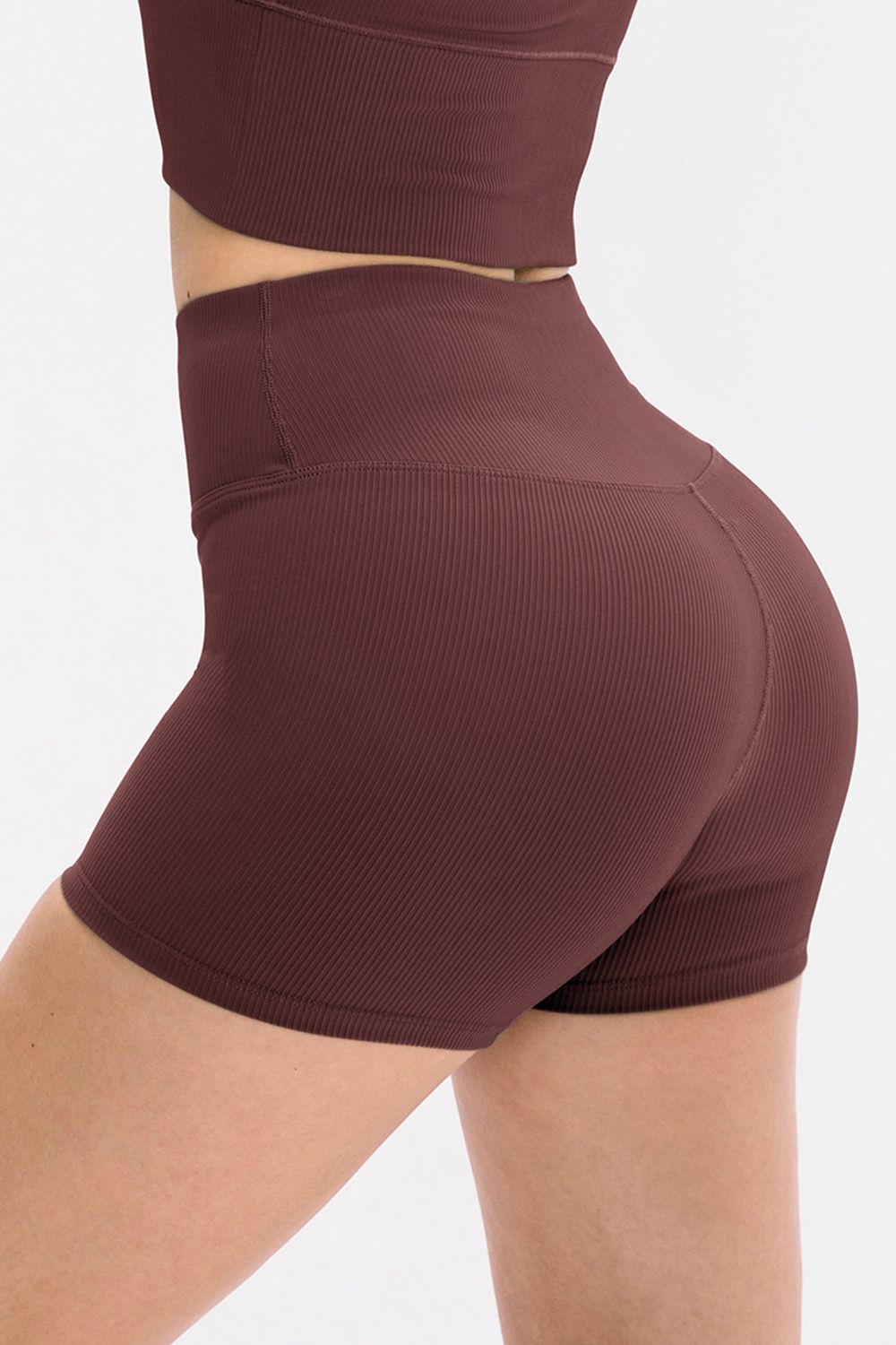 Slim Fit Wide Waistband Sports Shorts Burgundy Fitggins