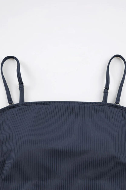 Ribbed Drawstring Sides Cutout One Piece Swimsuit Fitggins