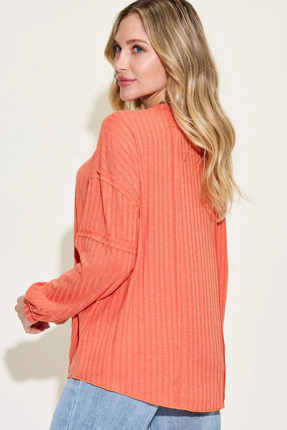 Basic Bae Full Size Ribbed Round Neck Long Sleeve T-Shirt Fitggins