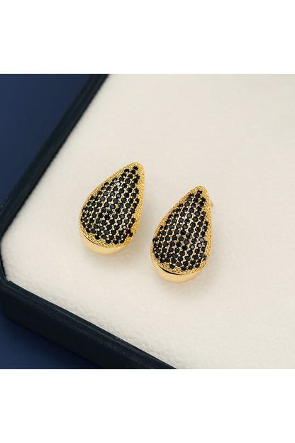 18K Gold-Plated Zircon Teardrop Earring - Earrings - FITGGINS