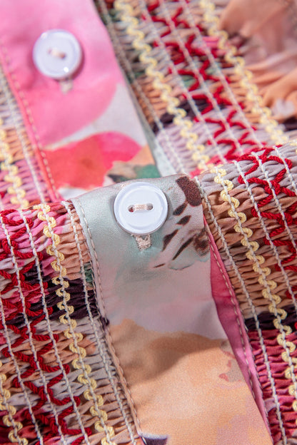 Frill Floral Long Sleeve Button Down Shirt Fitggins