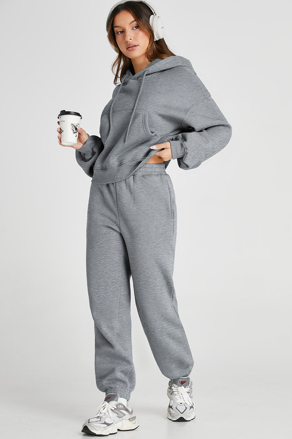 Dropped Shoulder Hooded Top and Pants Active Set - Active Set - FITGGINS