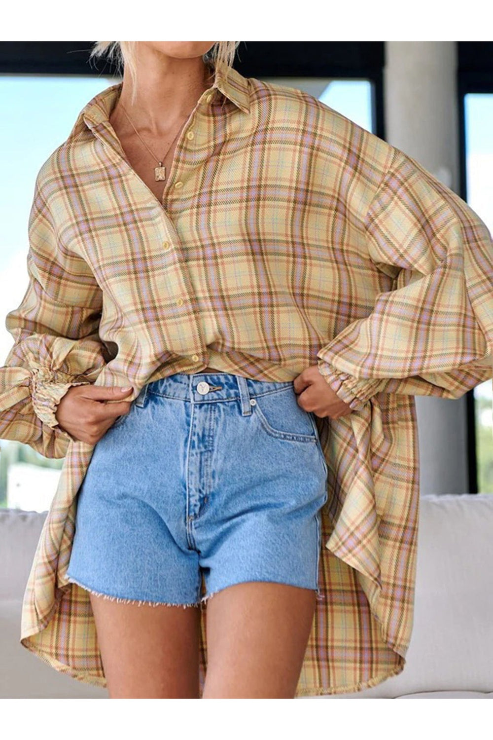 Plaid Button Up Long Sleeve Shirt - Shirts - FITGGINS