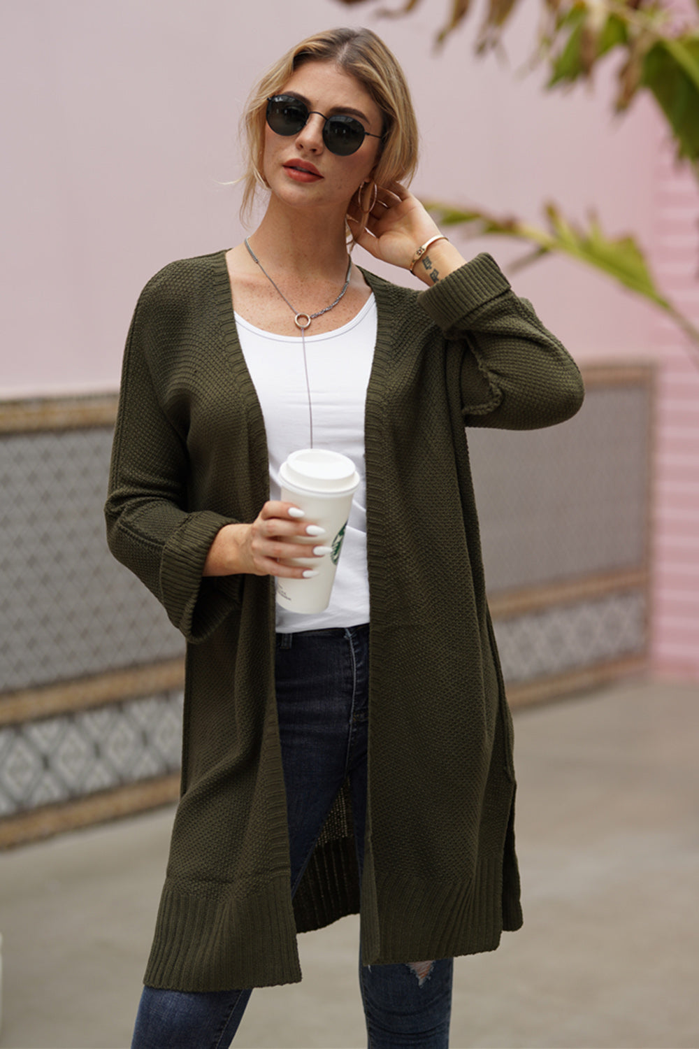 Open Front Long Sleeve Cardigan - Cardigans - FITGGINS