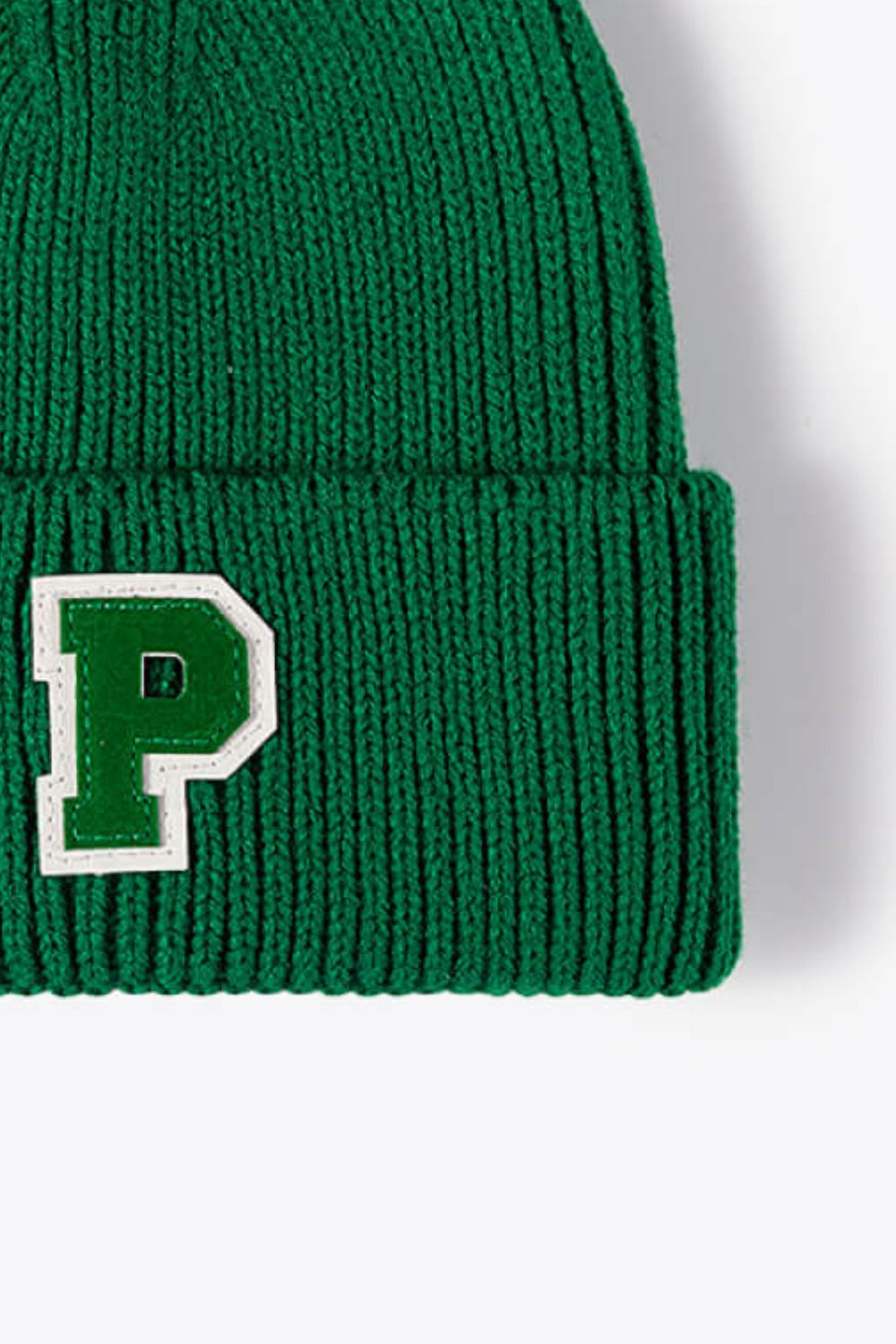 Letter Patch Cuffed Knit Beanie - Hats - FITGGINS