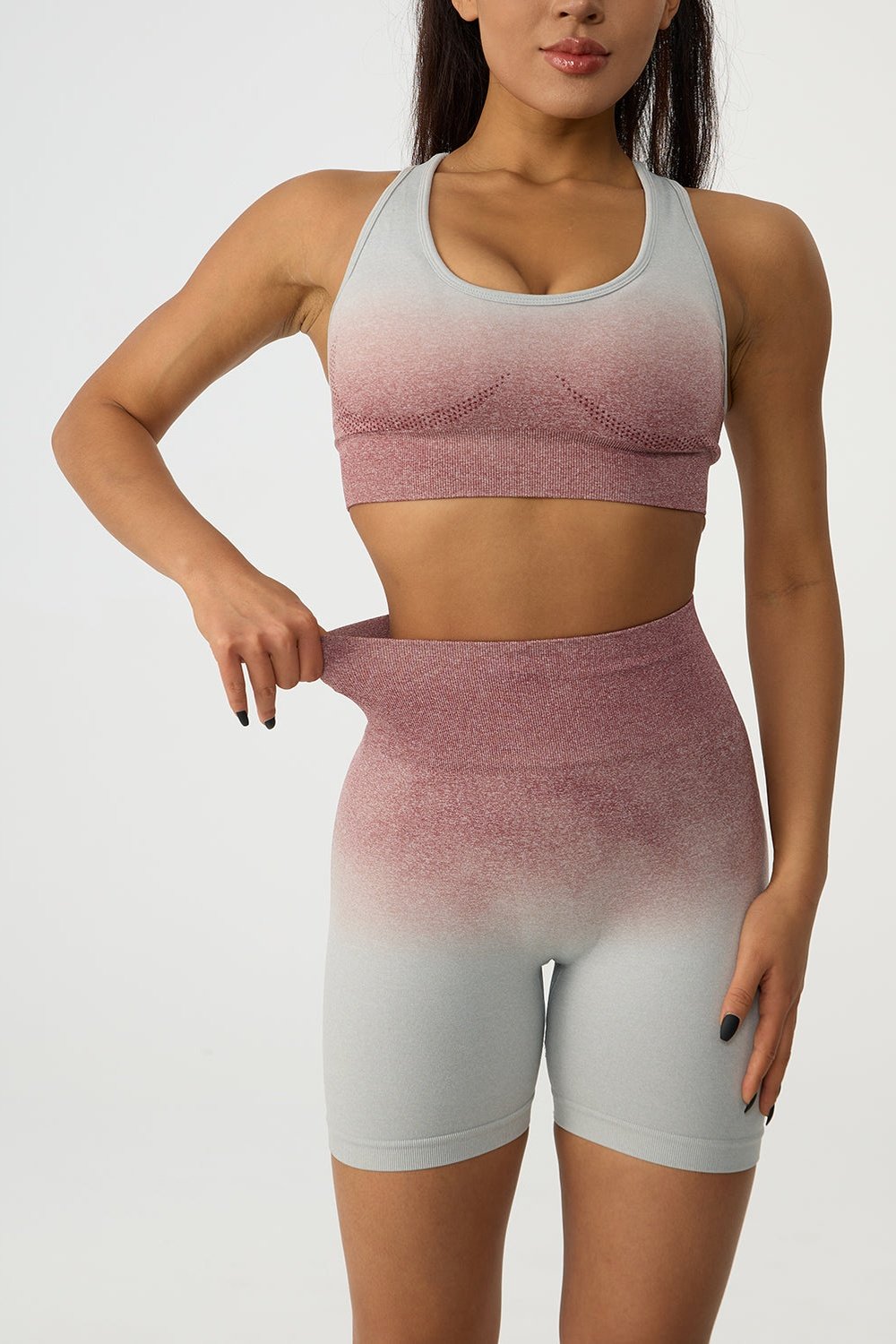 Gradient Scoop Neck Tank and High Waist Shorts Active Set - Active Set - FITGGINS