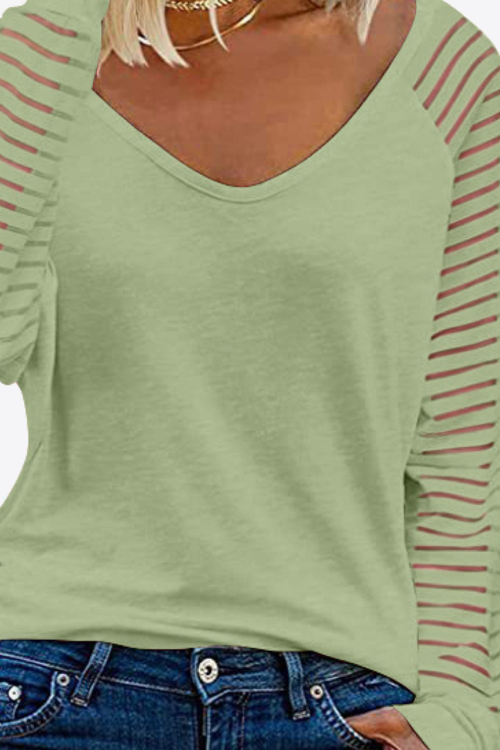 V-Neck Long Raglan Sleeve Top Fitggins