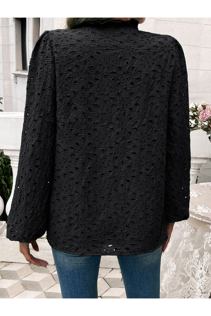 Devine Frill Long Sleeve Round Neck Shirt Fitggins