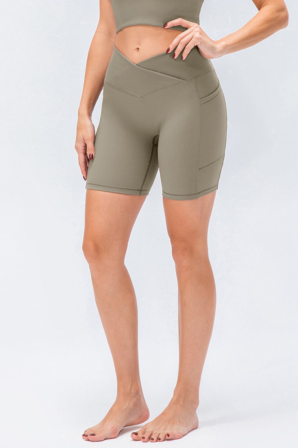 Slim Fit V-Waistband Sports Shorts Tan Fitggins