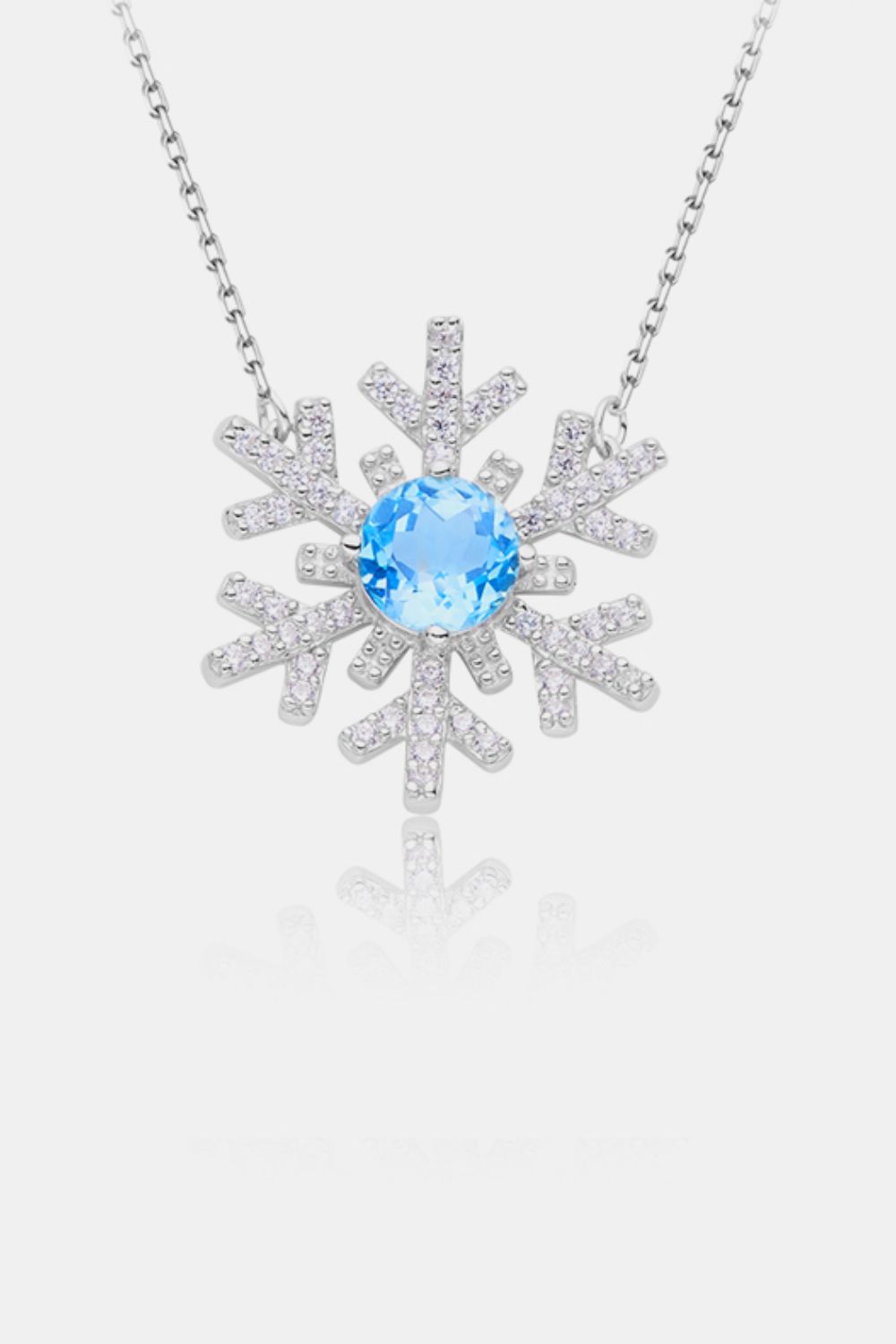 925 Sterling Silver Topaz Snowflake Shape Necklace - Necklaces - FITGGINS