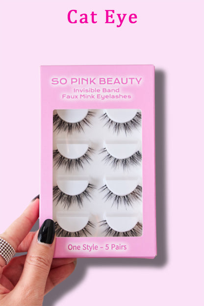 SO PINK BEAUTY Faux Mink Eyelashes 5 Pairs - - FITGGINS