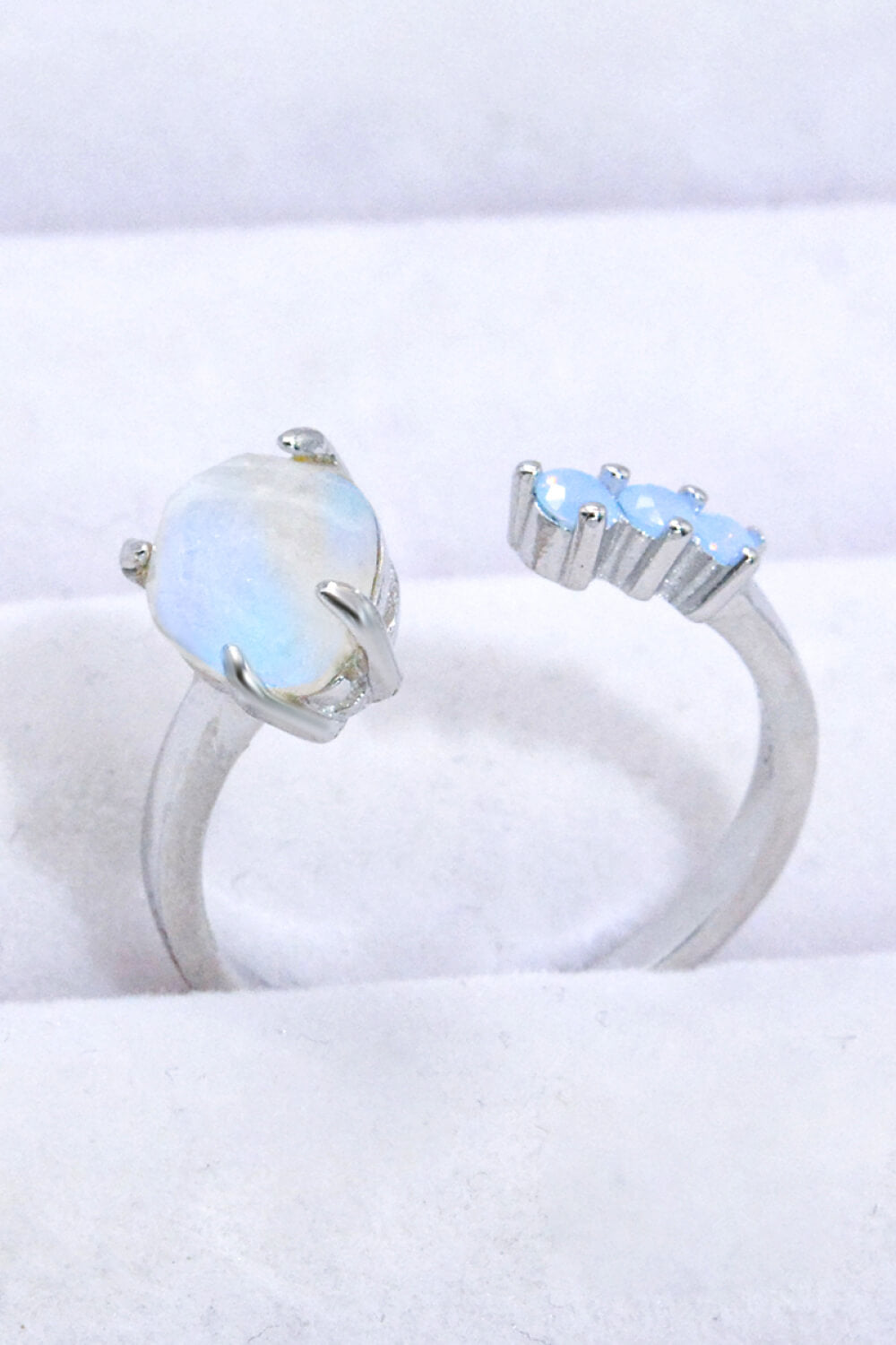 18K Rose Gold-Plated Moonstone Open Ring - Rings - FITGGINS