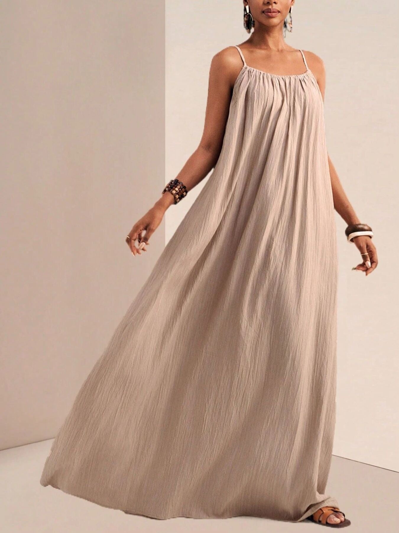 Spaghetti Strap Flowy Maxi Dress Fitggins