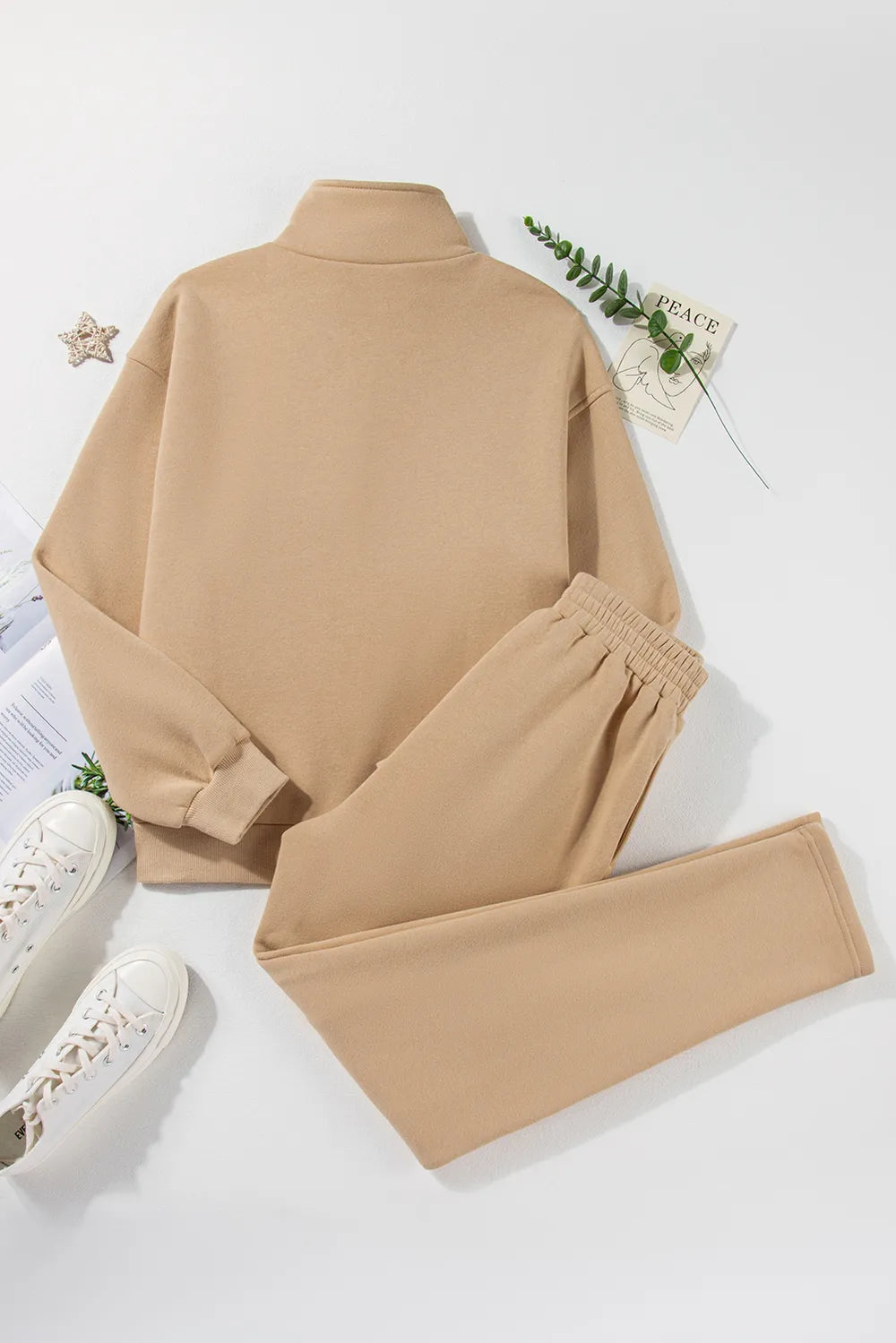 Half Snap Turtleneck Top and Pants Active Set Fitggins