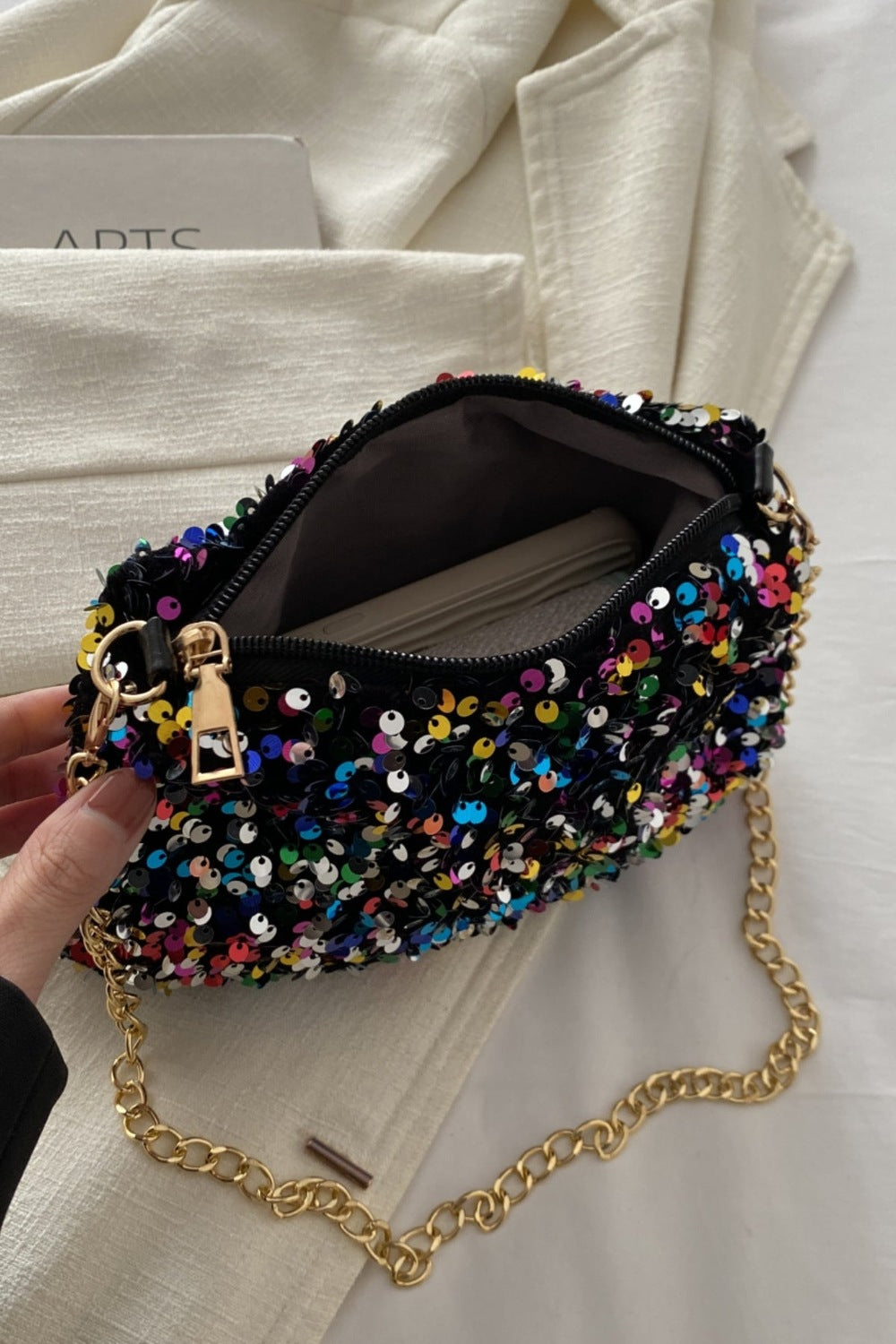 Sequin Removable Strap Shoulder Bag - Handbag - FITGGINS