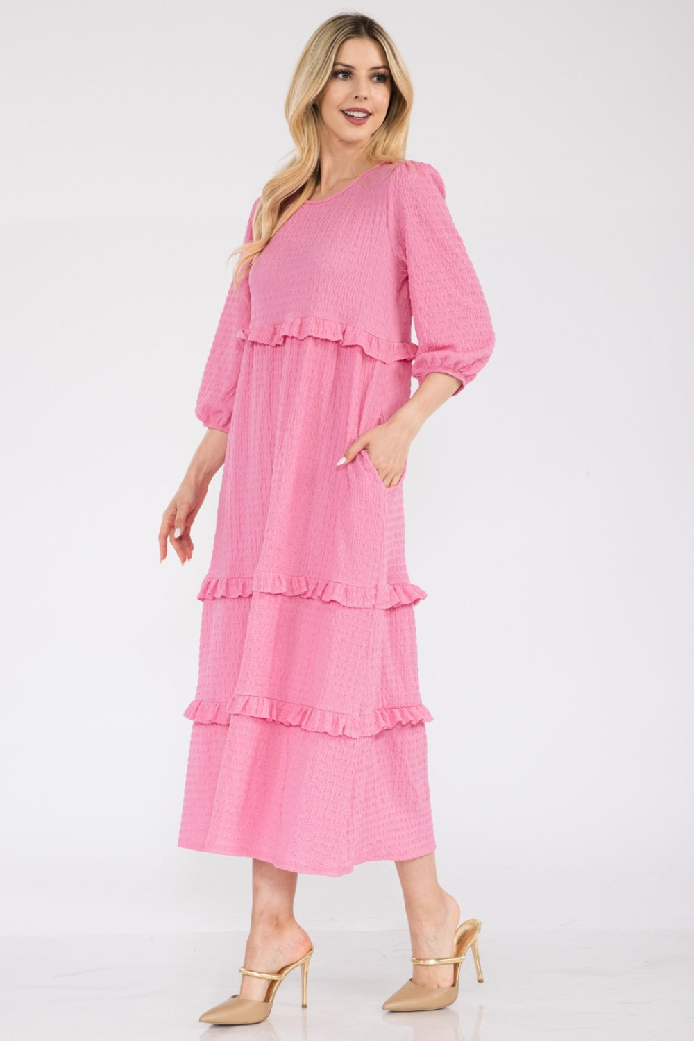 Celeste Full Size Tiered-Ruffle Midi Dress - Casual & Maxi Dresses - FITGGINS