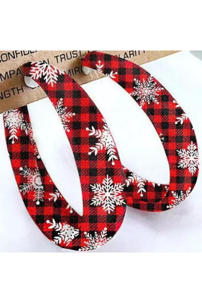 Plaid PU Leather Hoop Earrings - Earrings - FITGGINS