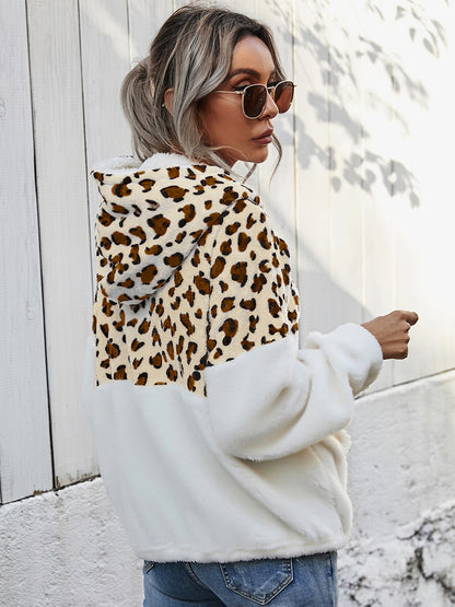 Shiny Leopard Half-Zip Dropped Shoulder Hoodie Fitggins